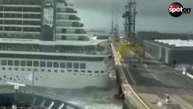 AIDA cruise ship breaks free and hits quay wall
