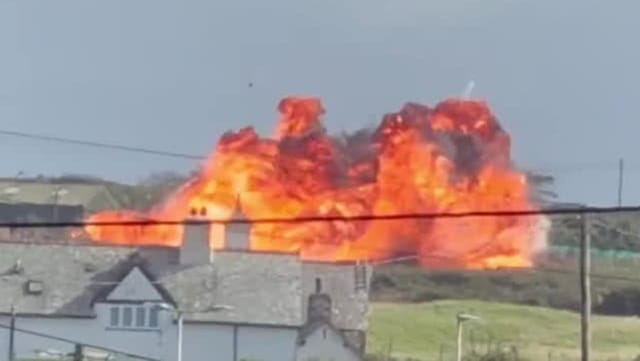 Fighter jet crashes and bursts into flames