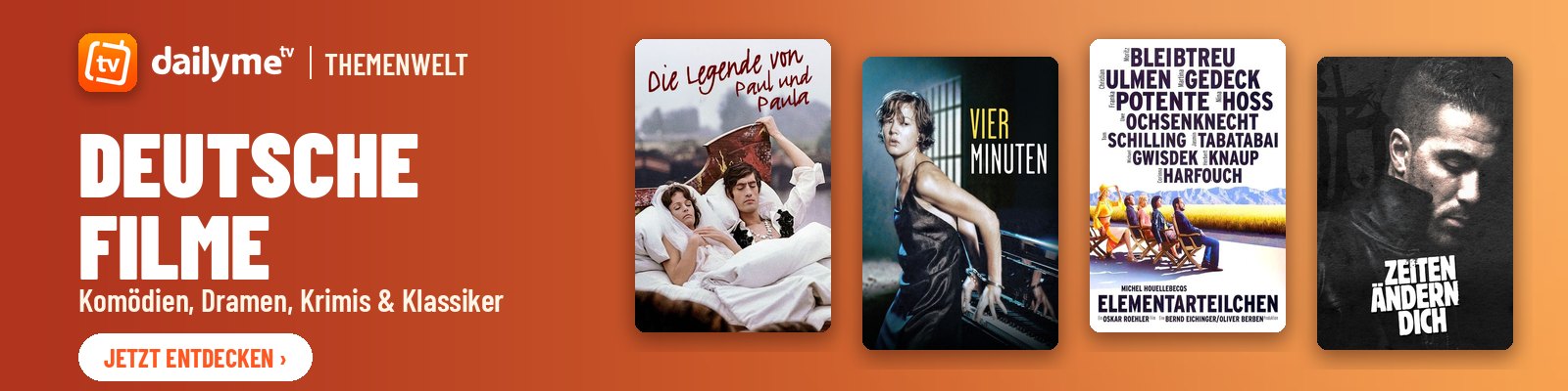 dailyme TV Themenwelt Deutsche Filme: Komödien, Dramen, Krimis und Klassiker entdecken